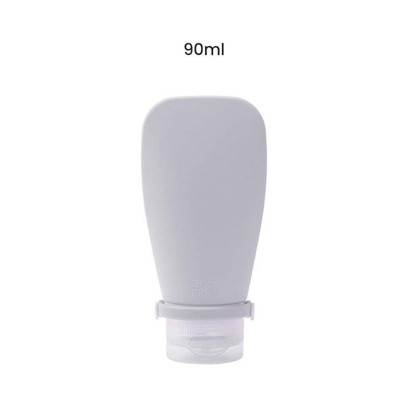 Grey silicone bottle with 90ml label on a white background