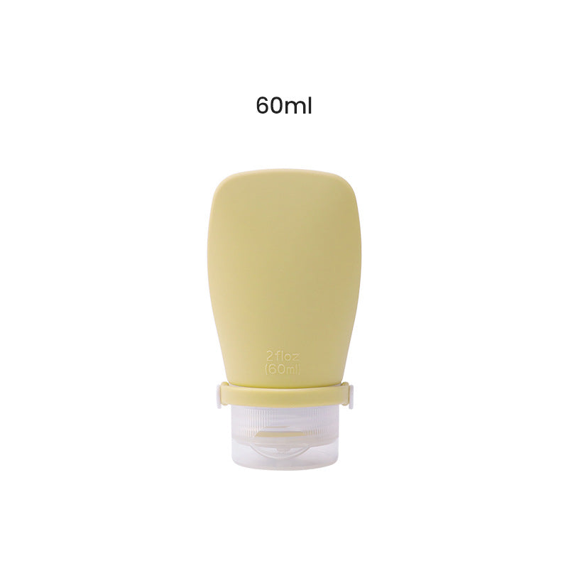 Yellow silicone bottle with 60ml label on a white background
